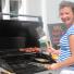 Daisy cooking BBQ at The Georgian House, Alderney